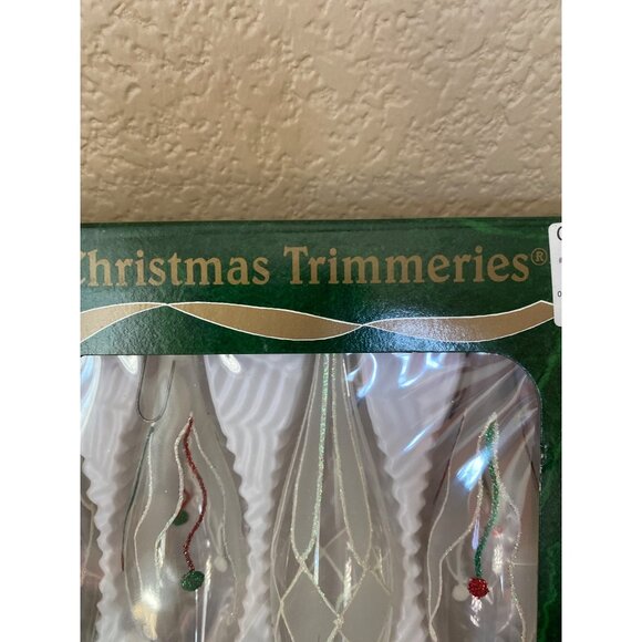 Vintage Bradford Trimmeries Icicle Finial Glass Ornaments Set 4 Frosted in Box - Picture 3 of 9